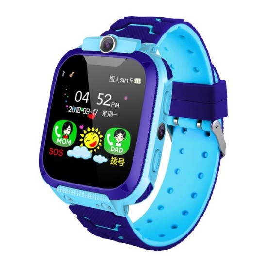 Q12B Smart Watch for Kids Phone Watch for Android Ios Life Waterproof LBS Positioning 2G Sim Card Dail Call blue