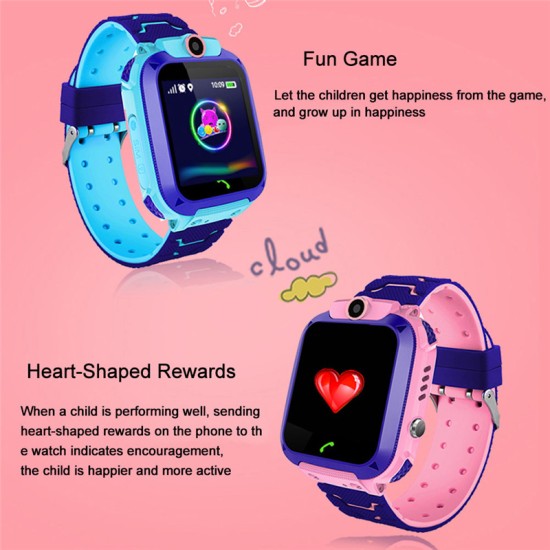 Q12b Children's Smart  Watch Silicone Waterproof Positioning Touch Screen Smart  Watch blue