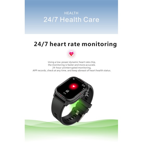 Q25 Smart Watch Bluetooth Calling Smartwatch with Heart Rate Blood Oxygen Detection Black