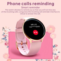 Qs06 Men Women Intelligent Watch 1.28-inch Hd Dial Body Temperature Monitoring Weather Forecasts Alarms Multi-functional Ip67 Waterproof Wristwatch pink