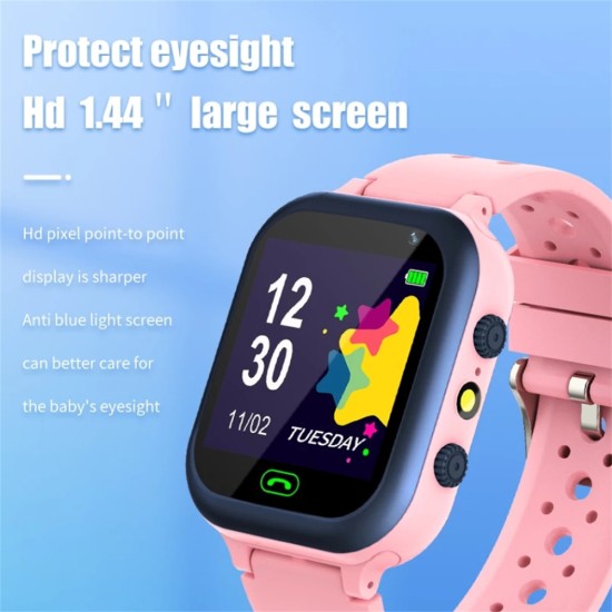 S20 Kids Smart Watch SIM Card Voice Call Phone Smartwatch Lbs Location Photo Camera Waterproof Pink