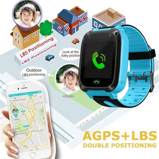 S4 Kids Smart Watch Waterproof Video Camera Sim Card Call Phone Smartwatch with Light Green