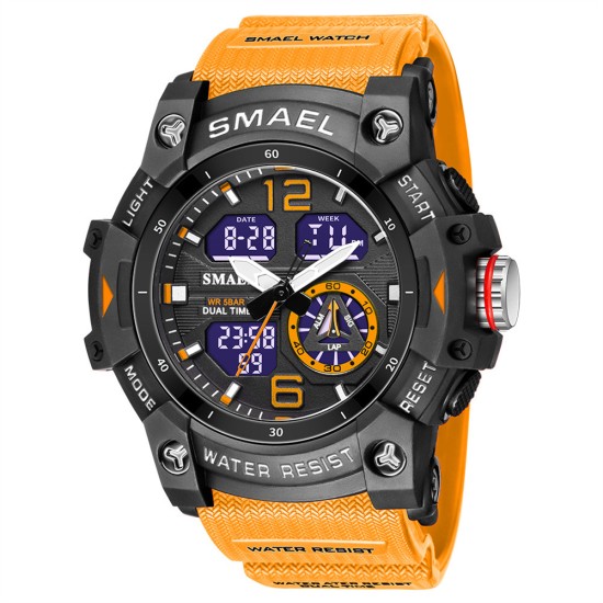 SMAEL Luxury Men Fashion Business Watch Led Digital Sports Quartz Wristwatch Casual Waterproof Watches Transparent Black