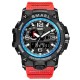 SMAEL Men Sports Watch 50m Waterproof Shockproof Clock Alarm Dual Display Luminous Quartz Wristwatch Red