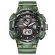 SMAEL Men Sports Watch Fashion Clock 50m Waterproof Luminous Pointer Multi-functional Digital Quartz Wristwatch Army Green