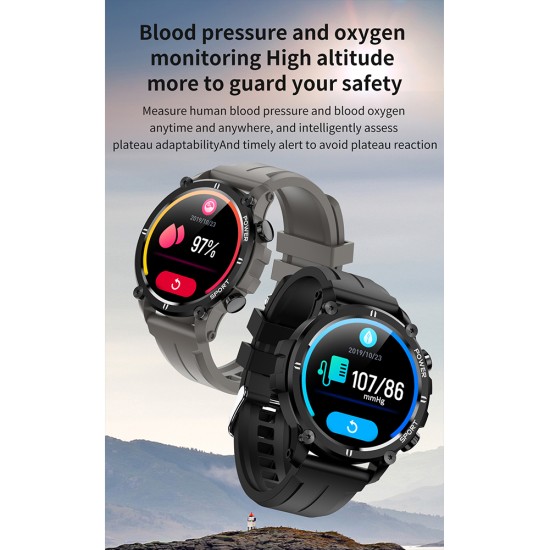 Smart  Watch Full Circle Large Screen Blood Pressure Heart Rate Blood Oxygen Monitor Sports Watch Black