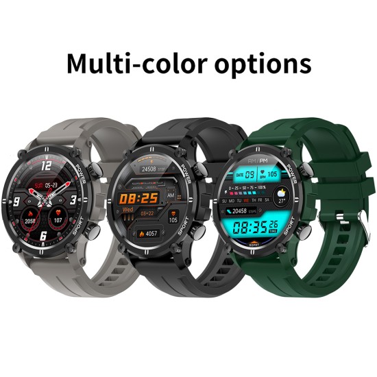 Smart  Watch Full Circle Large Screen Blood Pressure Heart Rate Blood Oxygen Monitor Sports Watch Green