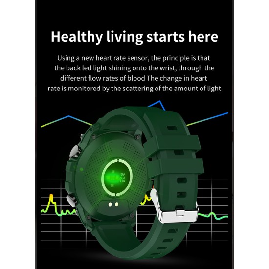 Smart  Watch Full Circle Large Screen Blood Pressure Heart Rate Blood Oxygen Monitor Sports Watch Green