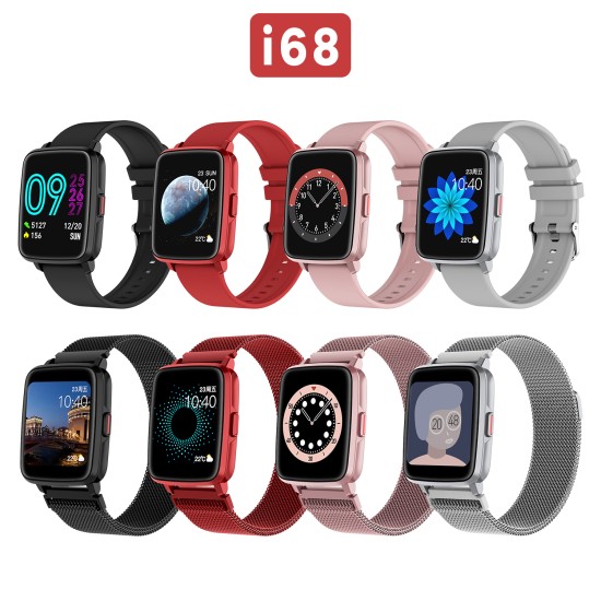 Smart  Watch Hd Screen Music Ip68 Waterproof Sports Monitoring Heart Rate Sleep Pedometer Smart Watch Red steel belt