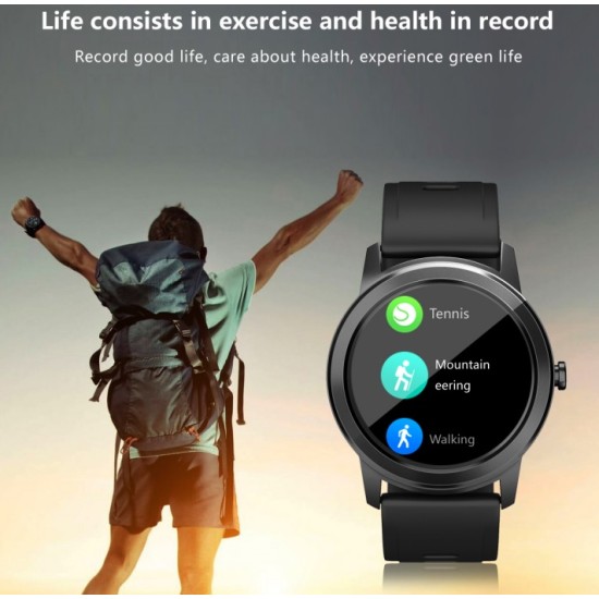 Smart Bracelet Full Touch Screen Round Smart Watch Waterproof Heart Rate Sphygmomanometer black