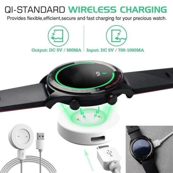 Smart Charger for Huawei Watch GT/Magic USB Port Wireless Charging Dock Stand QI-standard white