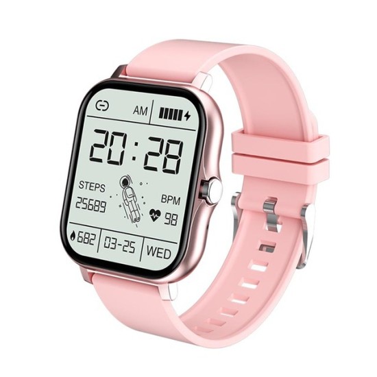 Smart Watch Clock Fitness Heart Monitor Sport Smartwatch Full-screen Touch Bluetooth Calls Watches Pink