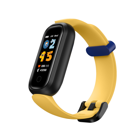 T12 Kids Smart Bracelet Real-time Heart Rate Monitor Blood Pressure Sleep Monitoring Waterproof Sports Smartwatch Yellow