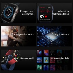 T500+ Smart Bracelet Bluetooth Calling Music Touch-screen Heart Rate Blood Pressure Monitoring Fitness Watch White