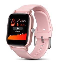 T98 Smart Watch Body Temperature Heart Rate Blood Pressure Monitor Sports Tracker Fitness Men Women Smart Bracelet Smartwatch Pink