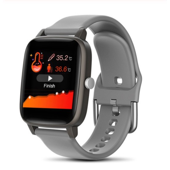 T98 Smart Watch Body Temperature Heart Rate Blood Pressure Monitor Sports Tracker Fitness Men Women Smart Bracelet Smartwatch gray