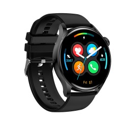 W3  Smart  Watch 1.28inch Full Touch Sport Fitness Watch Ip68 Waterproof Bluetooth-compatible Answer Call Smartwatch Black plate black silicone