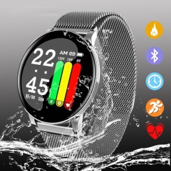 W8 Smart Watch Ladies Weather Forecast Fitness Sports Tracker Heart Rate Monitor Smartwatch Android Women Men's Watches Smart Bracelet Gold Steel