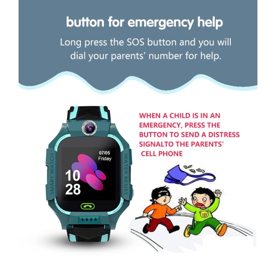 Z6 Children's Phone Watch GPS Flip rotation Location Kids Smartwatch Multifunctions Watch blue