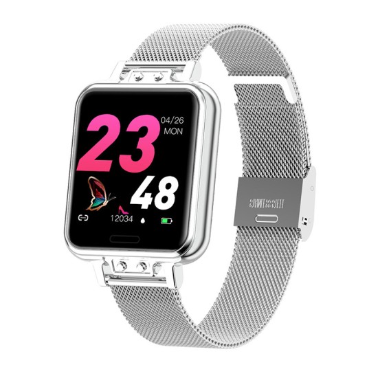 Zl13 Fashion Smart Watch Stainless Steel Heart Rate Blood Pressure Color Screen Smartwatch Silver