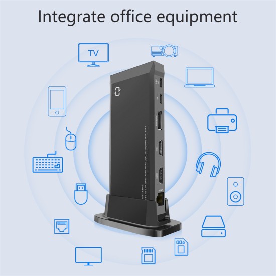 13-in-1 Docking Station Type-c To Dual Hdmi-compatible 4K60hz 100w Charging Usb3.0 Rj45 Gigabit Ethernet Port MST Converter Black