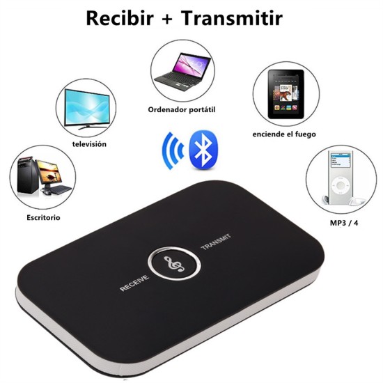 2-in-1 B6 Bluetooth-compatible  5.0  Transmitter Receiver 3.5mm Aux Music Clear Sound Wireless Audio Adapter For Mp3 Mp4 Tv Pc black