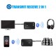 2 in1 Bluetooth Transmitter Receiver 3.5mm Stereo Wireless Music Audio Cable Dongle Bluetooth V4.2 Adapter for TV DVD MP3 PC black