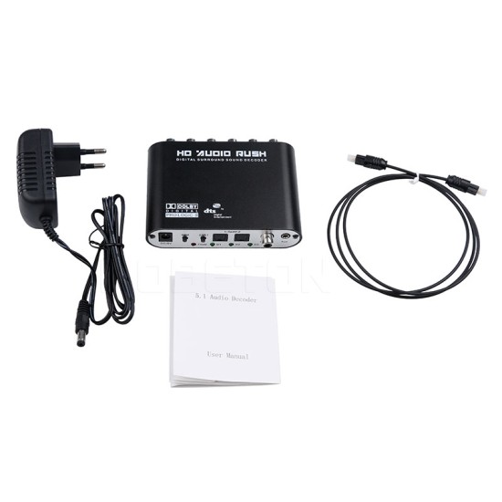 5.1 Audio Gear DTS AC-3 6CH Digital Audio converter LPCM To 5.1 Analog Output 2.1 Digital Audio Decoder For DVD PC black