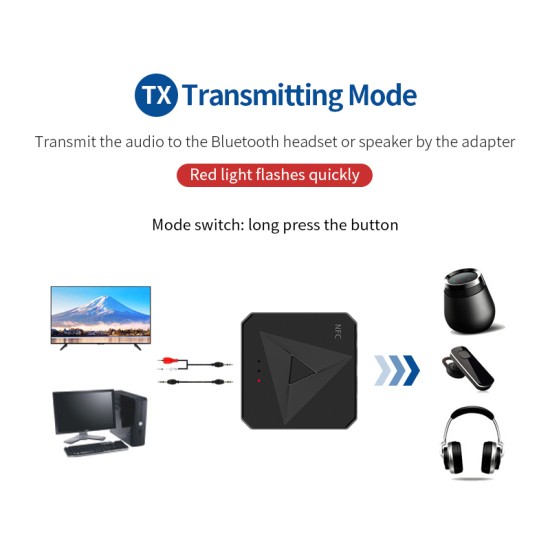 Abs Bluetooth 5.0  Adapters Receiving and Transmitting 2 in 1 Car 3.5AUX RCA Mobile Phone NFC Bluetooth Adapter  black