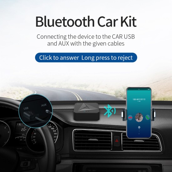 Abs Bluetooth 5.0  Adapters Receiving and Transmitting 2 in 1 Car 3.5AUX RCA Mobile Phone NFC Bluetooth Adapter  black