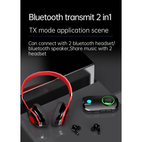 Audio Adapter Bluetooth 5.0  Wireless 3.5mm  Aux Wireless Adapter For Car black