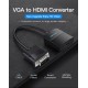 Black VGA to HDMI Converter with Audio HD Adapter Cable Computer TV Projector Video Adapter Metal 0.15m