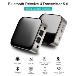 Bluetooth 5.0 Audio Receiver Transmitter 2 IN 1 3.5mm AUX Jack RCA Stereo Music Wireless Adapter For TV PC Car Speakers black