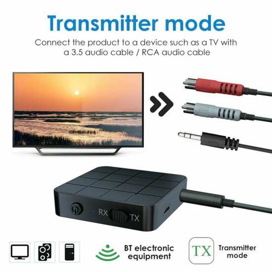 Bluetooth 5.0 Audio Receiver Transmitter AUX RCA 3.5MM 3.5 Jack USB Music Stereo Wireless Adapters Dongle black