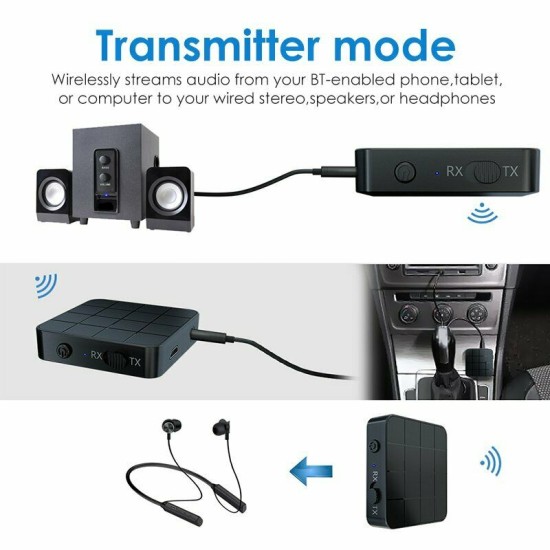 Bluetooth 5.0 Audio Receiver Transmitter AUX RCA 3.5MM 3.5 Jack USB Music Stereo Wireless Adapters Dongle black