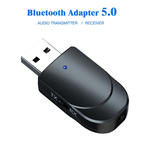 Bluetooth 5.0 Audio Receiver Transmitter Mini Stereo Bluetooth USB 3.5mm Jack For TV PC Car Kit Wireless Adapter black