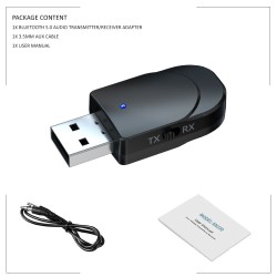 Bluetooth 5.0 Audio Receiver Transmitter Mini Stereo Bluetooth USB 3.5mm Jack For TV PC Car Kit Wireless Adapter black