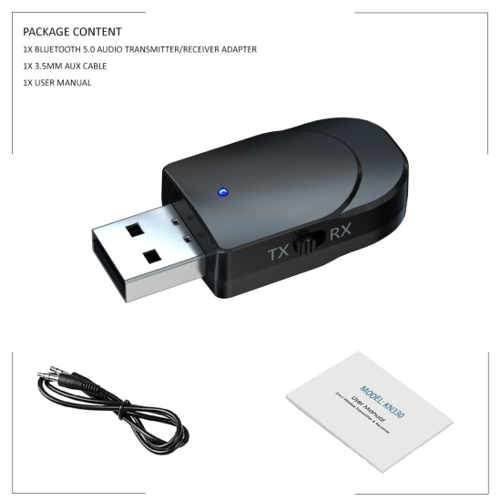 Bluetooth 5.0 Audio Receiver Transmitter Mini Stereo Bluetooth USB 3.5mm Jack For TV PC Car Kit Wireless Adapter black