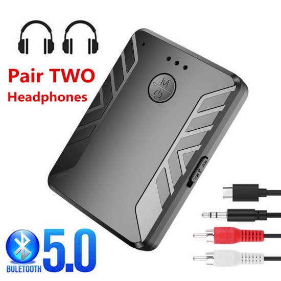 Bluetooth 5.0 Audio Transmitter Receiver Headphones 3.5mm AUX RCA Wireless Adapter Bluetooth 5.0