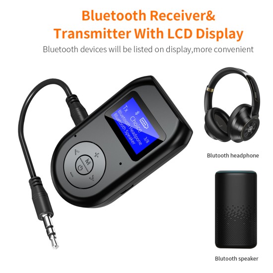 Bluetooth Transmitter 5.0 + EDR Audio Adapter For TV PC Headphones AUX USB Stereo Music Wireless Adapter black