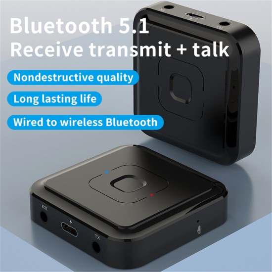 Bt-22 Receiver Transmitter 2-in-1 USB Audio Adapter Hands-free Bluetooth 5.1 Black