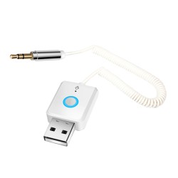 Car Bluetooth 5.0 Audio Receiver Transmitter 3.5mm Audio Converter Aux Adapter White