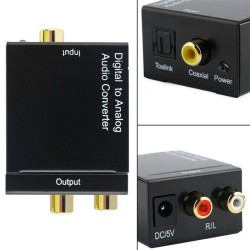 Digital Optical Coax to Analog RCA Audio Converter Adapter with Fiber Cable Host + USB cable + fiber optic cable