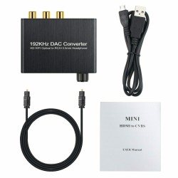 Digital-to-analog Converter Audio Conversion Decoder Adjustable Volume Optical Cable black