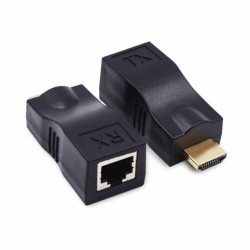 HDMI to RJ45 Extender Over Cat 5e/6 Network LAN Ethernet Adapter black