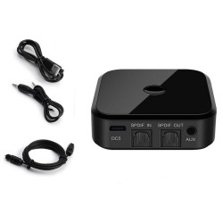 HIFI Wireless Adapter Bluetooth Receiver Transmitter Audio 3.5mm SPDIF Optical Fiber for Smartphone PC TV Headphone  black