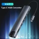 Hub  Converter Aluminum  Alloy 4k 30hz Hd Usb 3.0 Portable 8-in-1 Usb-c   Multi Port Adapter For Laptop gray