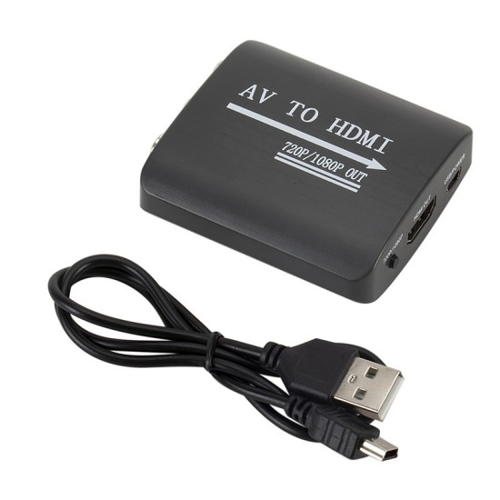 Mini AV to HDMI Video Converter Box 1080P CVBS RCA AV to HDMI Adapter for HDTV TV PS3 PS4 PC DVD Xbox Projector black