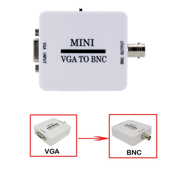 Mini HD VGA to BNC Video Converter Box Composite VGA to BNC Adapter Conversor Digital Switcher Box for HDTV Monitor white