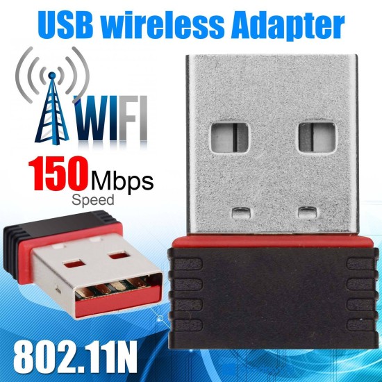 Mini USB WiFi Dongle 802.11 B/G/N Wireless Network Adapter for Laptop PC UK As shown